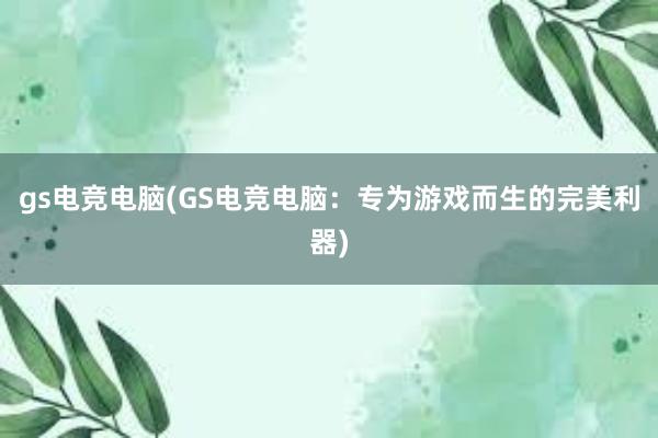 gs电竞电脑(GS电竞电脑：专为游戏而生的完美利器)