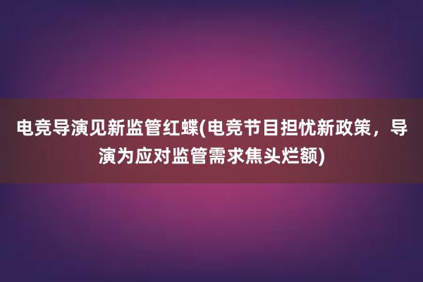 电竞导演见新监管红蝶(电竞节目担忧新政策，导演为应对监管需求焦头烂额)