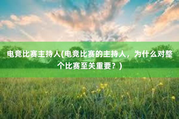 电竞比赛主持人(电竞比赛的主持人，为什么对整个比赛至关重要？)