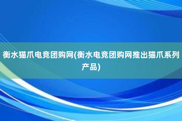 衡水猫爪电竞团购网(衡水电竞团购网推出猫爪系列产品)