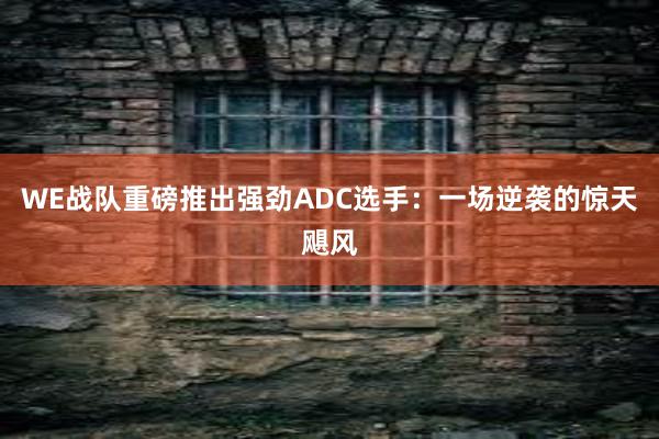 WE战队重磅推出强劲ADC选手：一场逆袭的惊天飓风