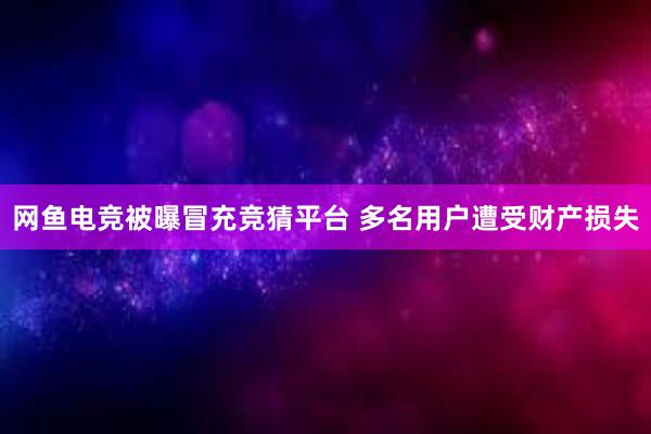 网鱼电竞被曝冒充竞猜平台 多名用户遭受财产损失