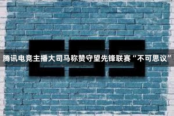 腾讯电竞主播大司马称赞守望先锋联赛“不可思议”